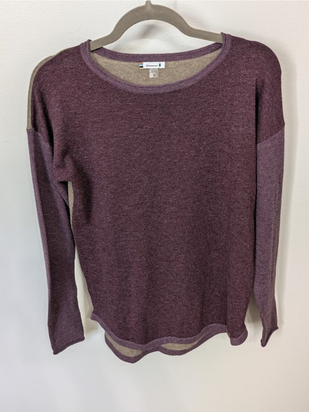 Smartwool Womens Small Purple Shadow Pine Colorblock Sweater Wool Blend